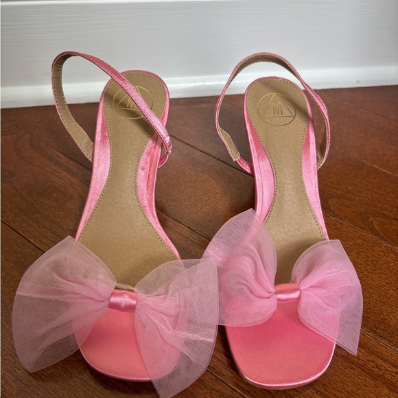 Missguided Blush Satin Bow Slingback Heels - Picture 2 of 3